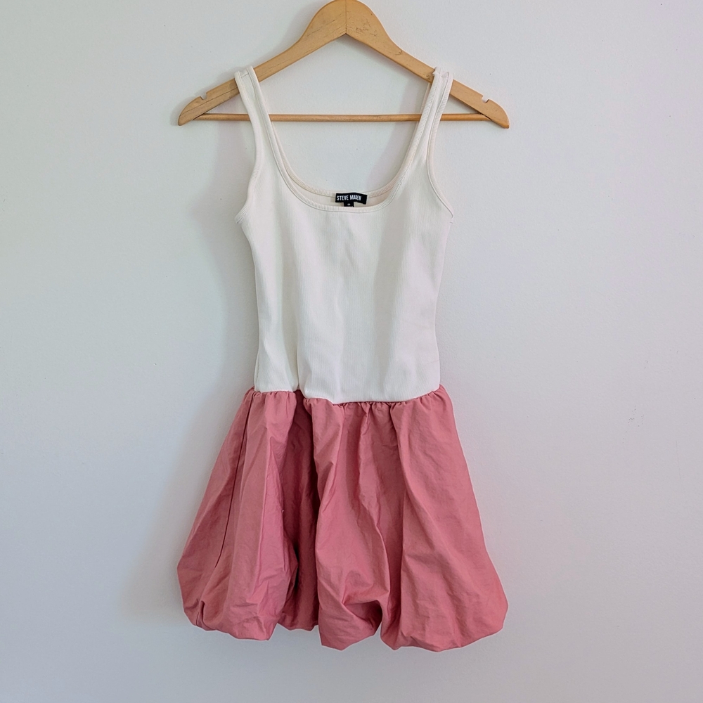 Steve Madden S Pink and White Bubble Skirt Mini Dress Party Festival Pouf Skirt